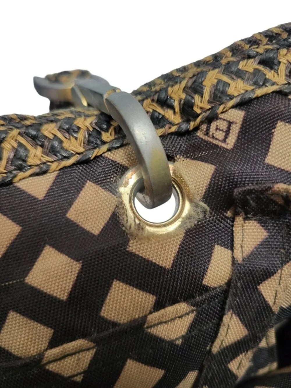Eric Javits Woven Raffia Shoulder Bag Tote Double Handle Organizer